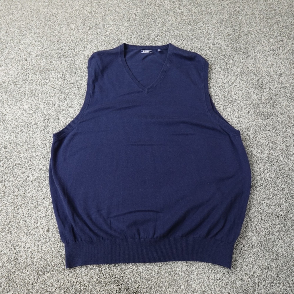 Izod Vest Mens XL Blue Sleeveless Sweater Pullover V‎ Neck Golf Grandpa Knit Top